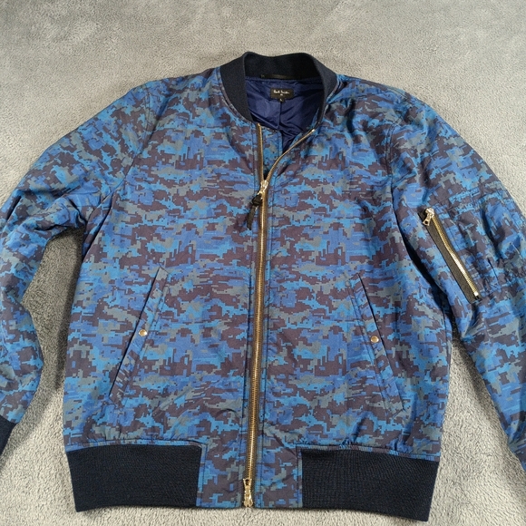 Paul Smith Bomber Jacket Blue Camo Mens Large - Picture 2 of 13